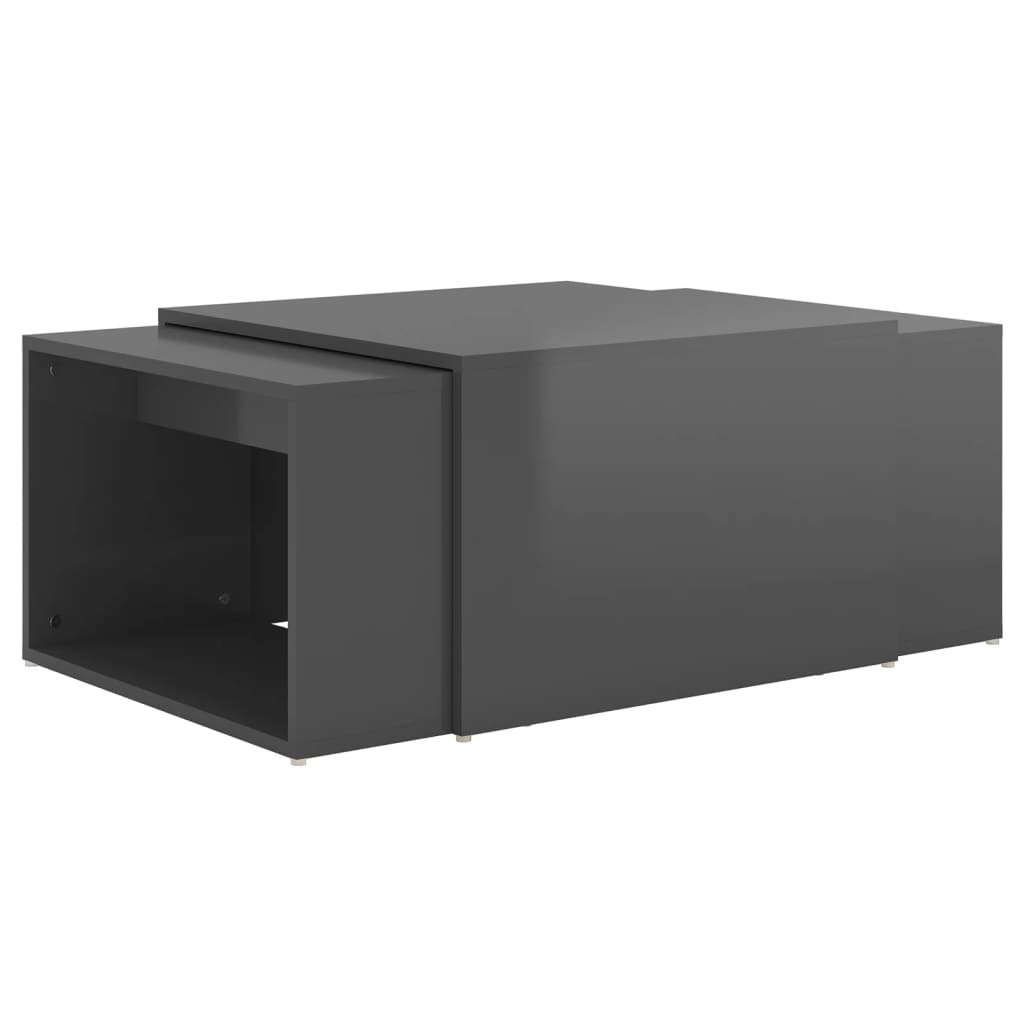 vidaXL 3-tlg. Satztisch-Set Hochglanz-Grau 60x60x38 cm