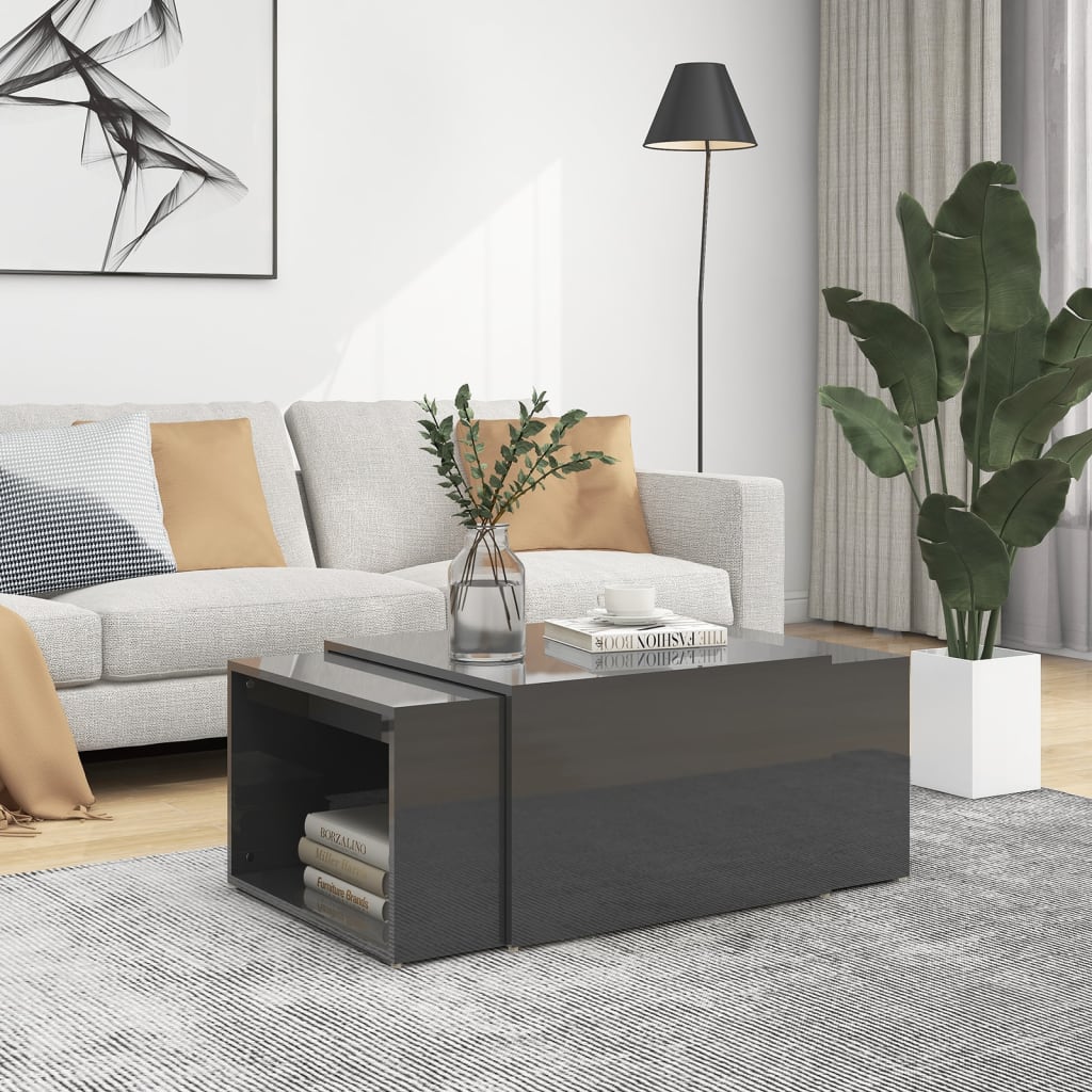 vidaXL 3-tlg. Satztisch-Set Hochglanz-Grau 60x60x38 cm