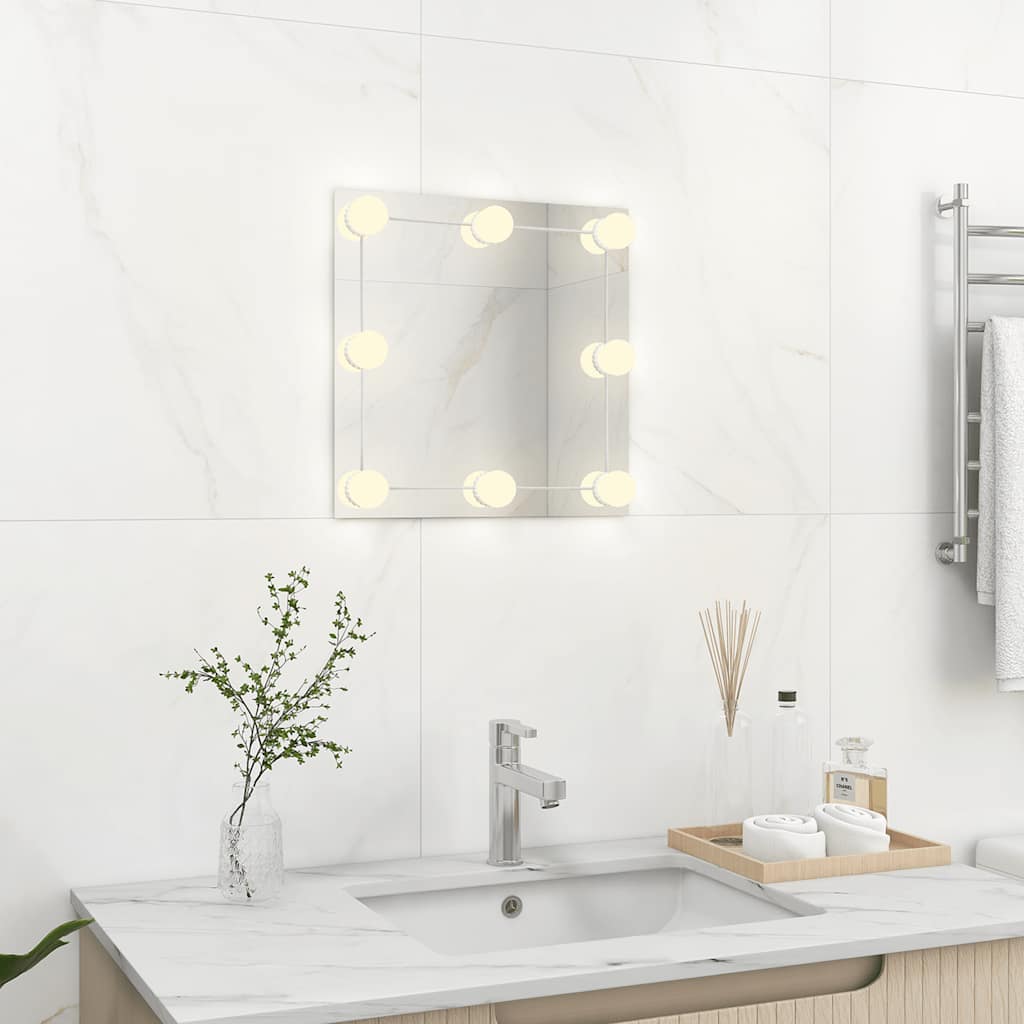 vidaXL Wandspiegel mit LED-Beleuchtung Quadratisch Glas