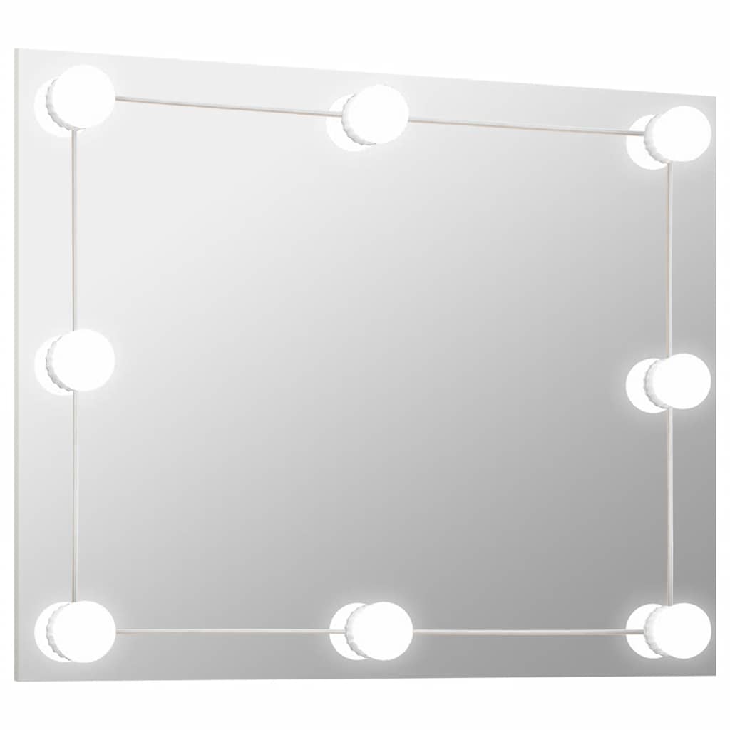 vidaXL Wandspiegel ohne Rahmen mit LED-Beleuchtung Rechteckig Glas