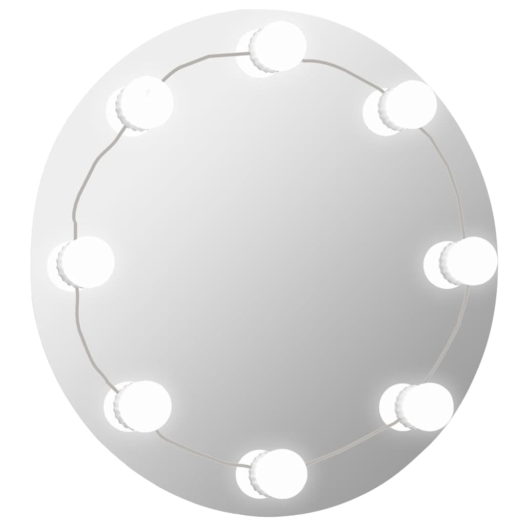 vidaXL Wandspiegel ohne Rahmen mit LED-Beleuchtung Rund Glas