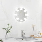 vidaXL Wandspiegel ohne Rahmen mit LED-Beleuchtung Rund Glas