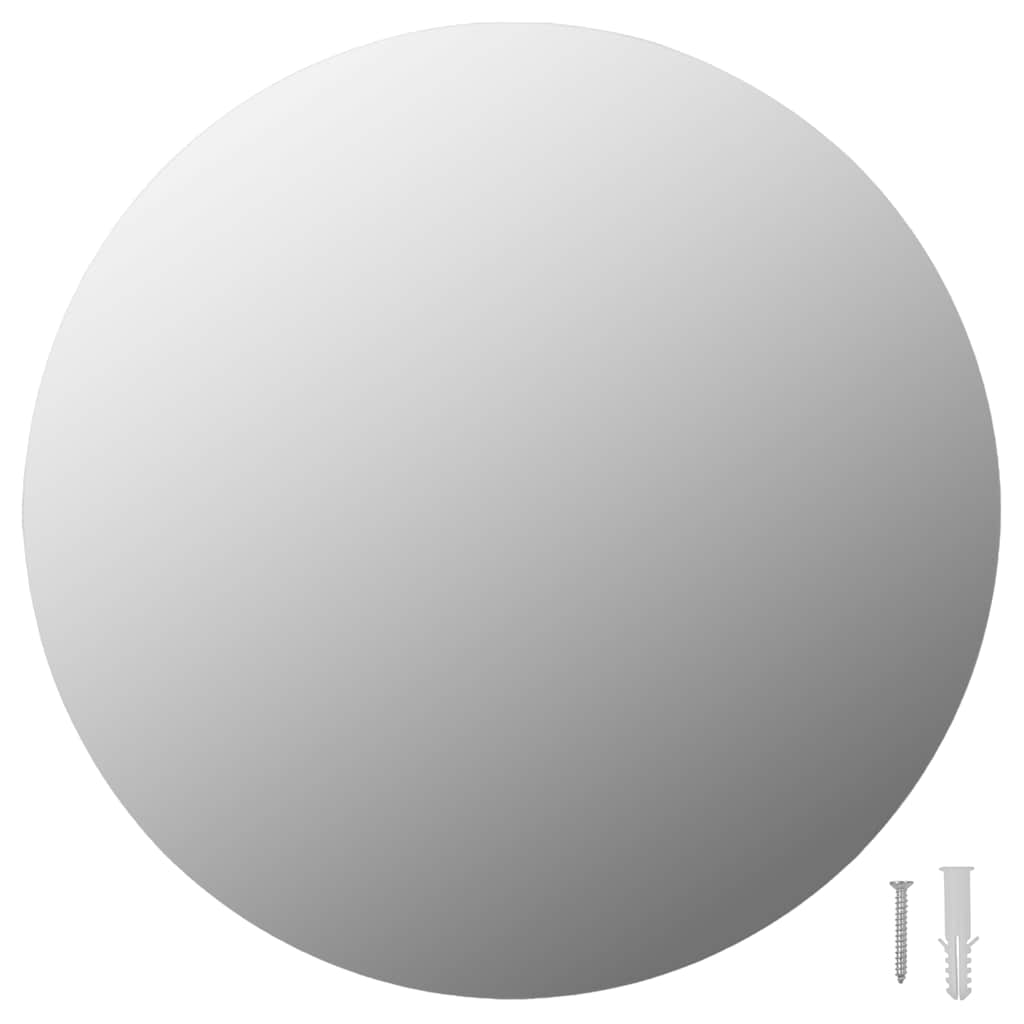 vidaXL Wandspiegel ohne Rahmen mit LED-Beleuchtung Rund Glas
