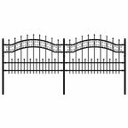 vidaXL Gartenzaun KAMPEN mit Speerspitze Schwarz 240 x 75 cm Stahl