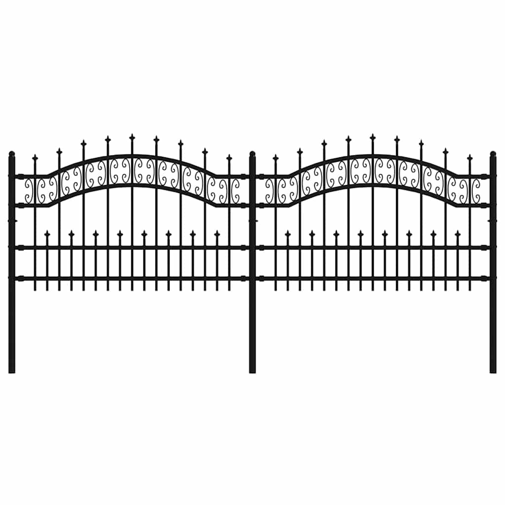 vidaXL Gartenzaun KAMPEN mit Speerspitze Schwarz 240 x 75 cm Stahl