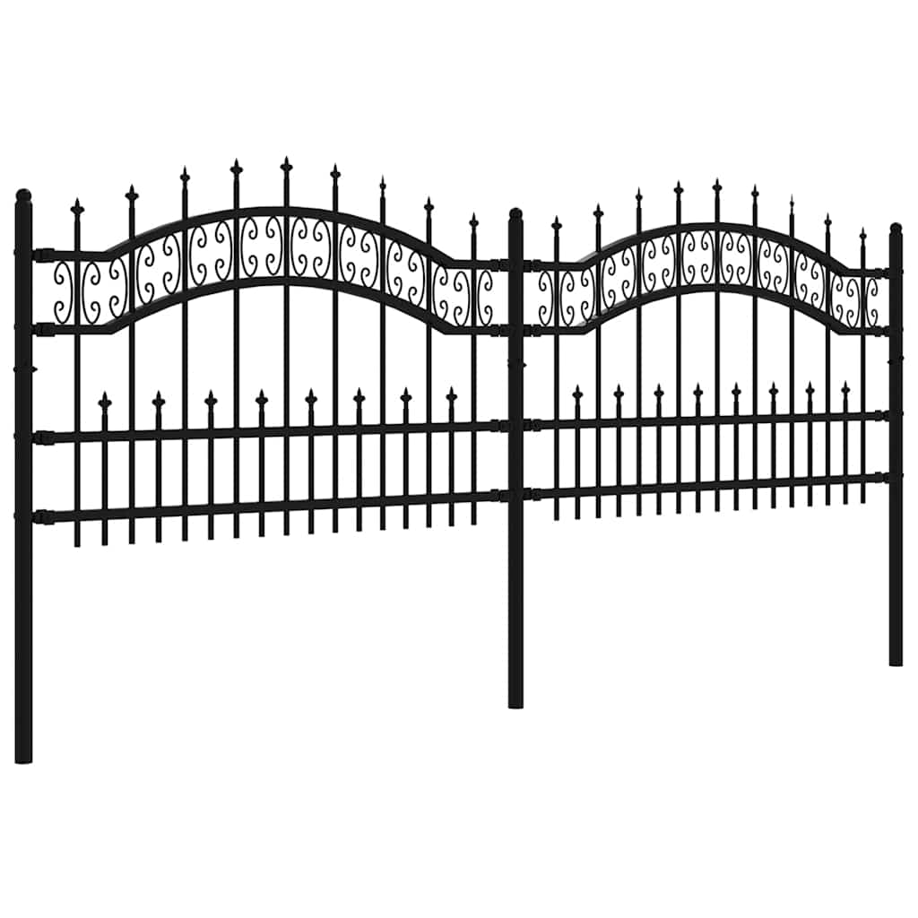 vidaXL Gartenzaun KAMPEN mit Speerspitze Schwarz 240 x 75 cm Stahl