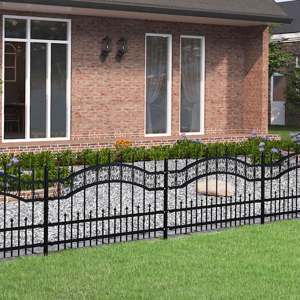vidaXL Gartenzaun KAMPEN mit Speerspitze Schwarz 240 x 75 cm Stahl
