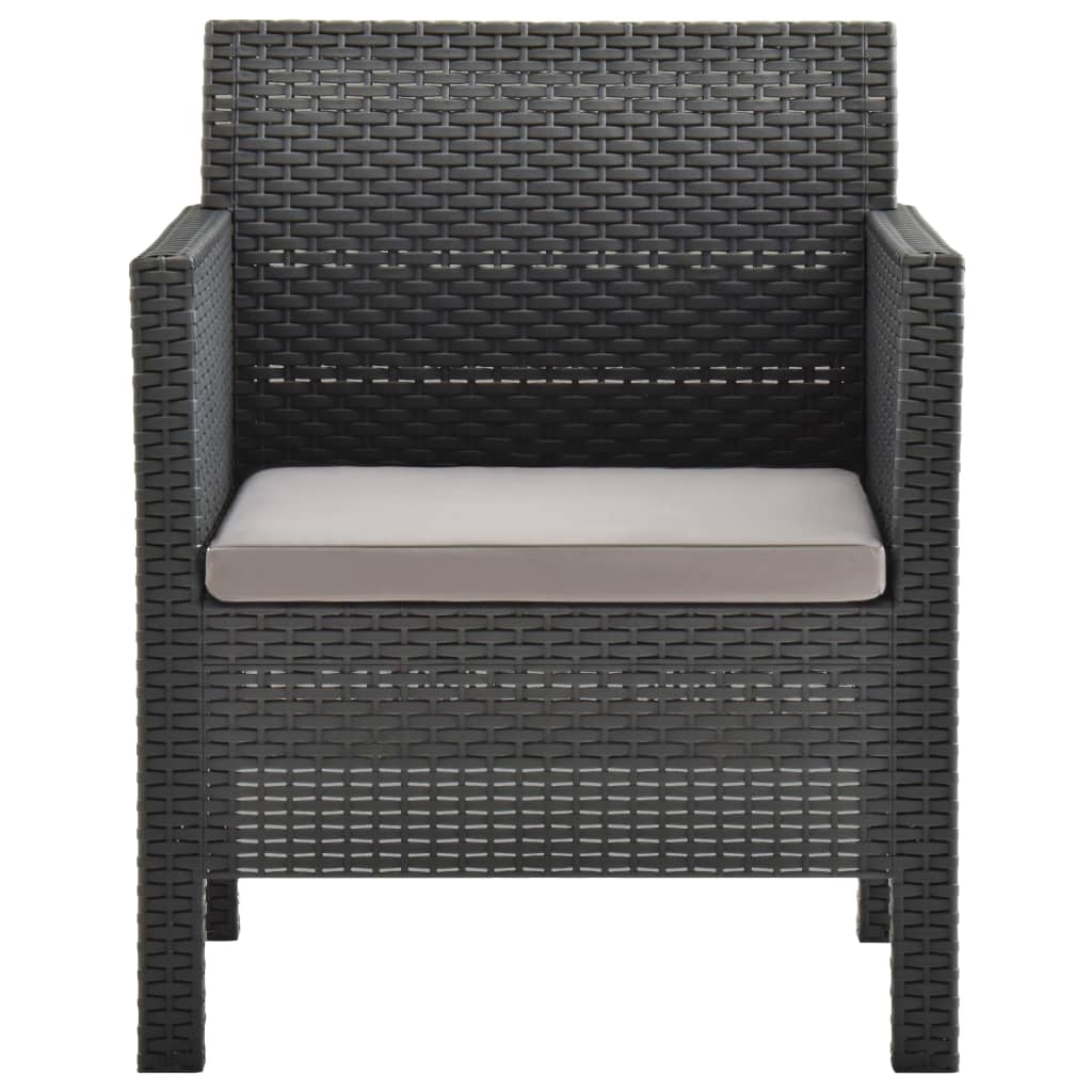 vidaXL Gartenstühle mit Kissen 2 Stk. PP Rattan Anthrazit