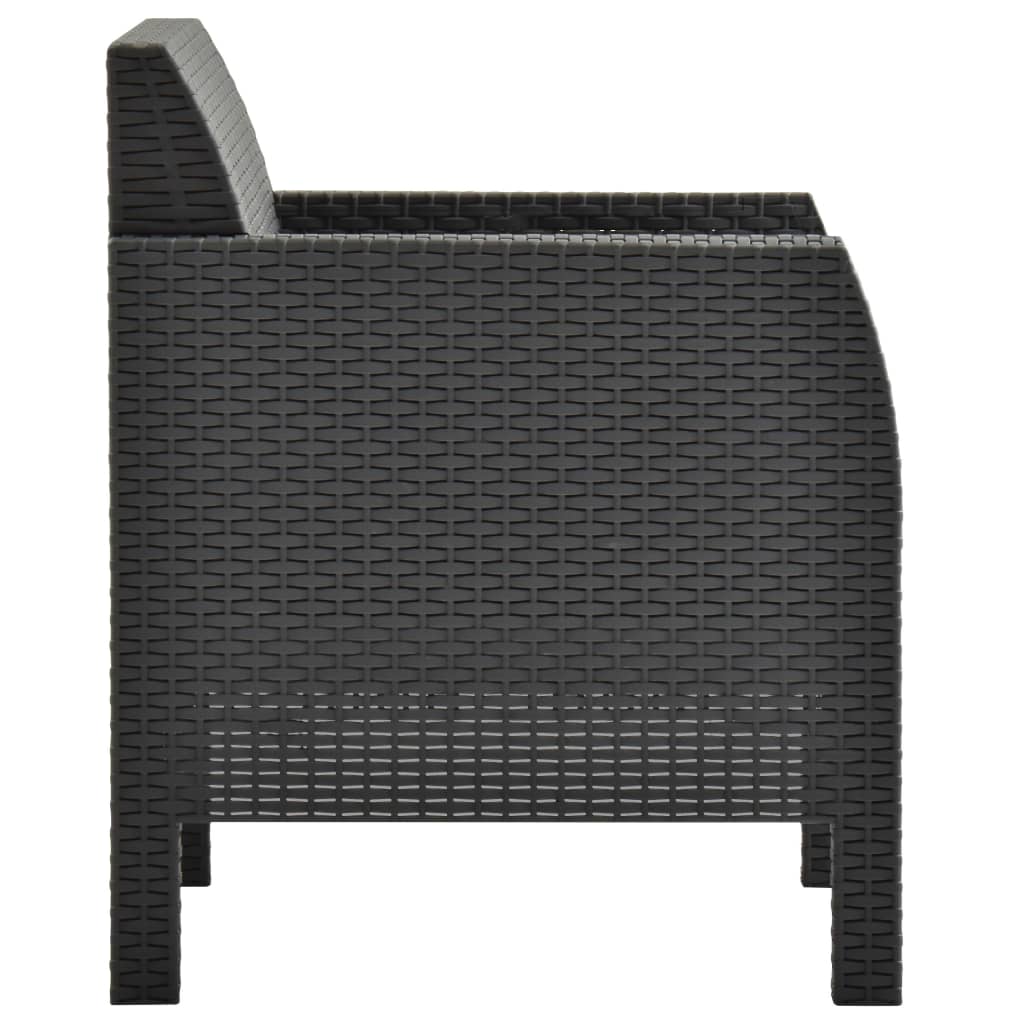 vidaXL Gartenstühle mit Kissen 2 Stk. PP Rattan Anthrazit