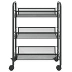 vidaXL Küchenwagen 3 Etagen Schwarz 46x26x64 cm Eisen