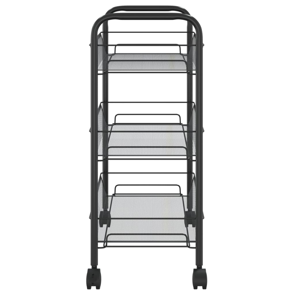 vidaXL Küchenwagen 3 Etagen Schwarz 46x26x64 cm Eisen