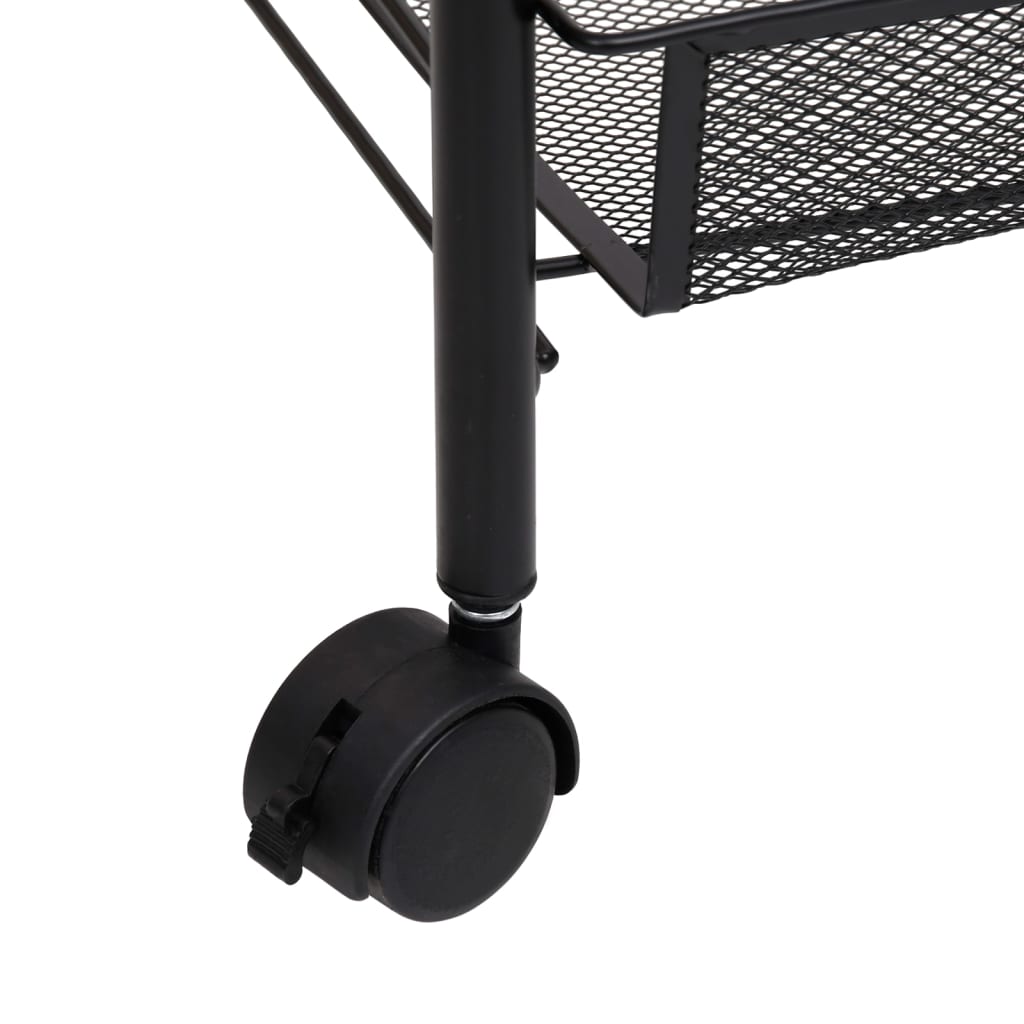 vidaXL Küchenwagen 3 Etagen Schwarz 46x26x64 cm Eisen