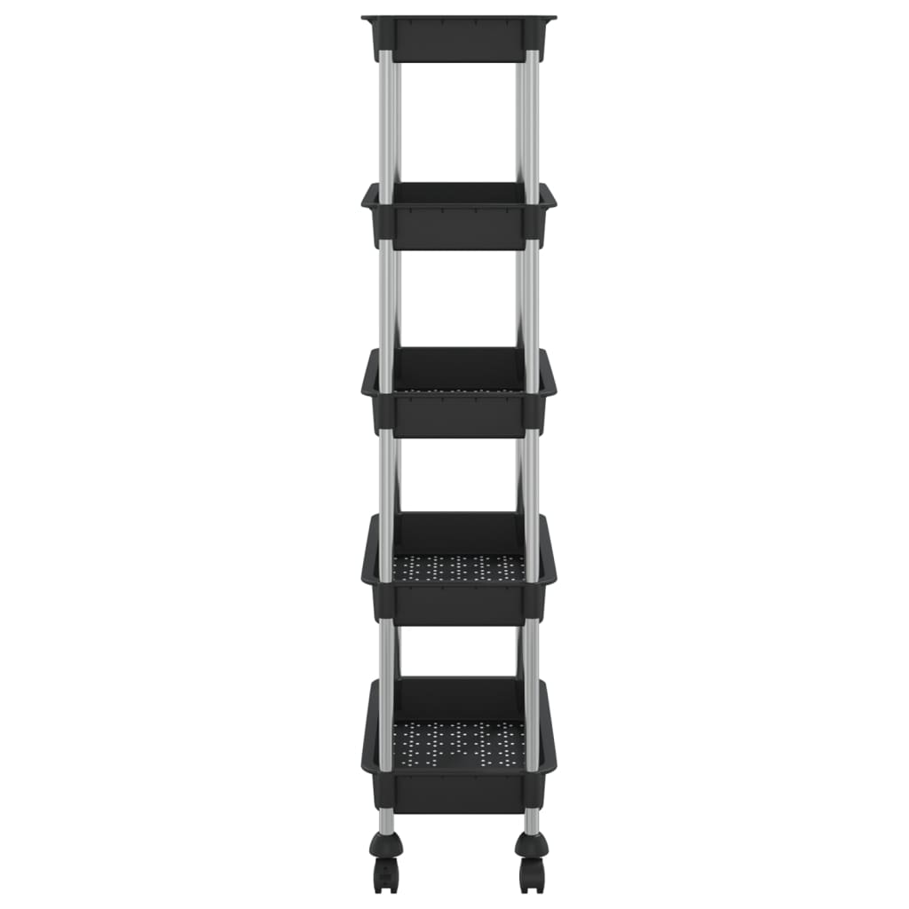 vidaXL Küchenwagen 5 Etagen Schwarz 42x29x128 cm Eisen und ABS
