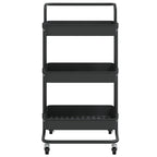 vidaXL Küchenwagen 3 Etagen Schwarz 42x35x85 cm Eisen und ABS