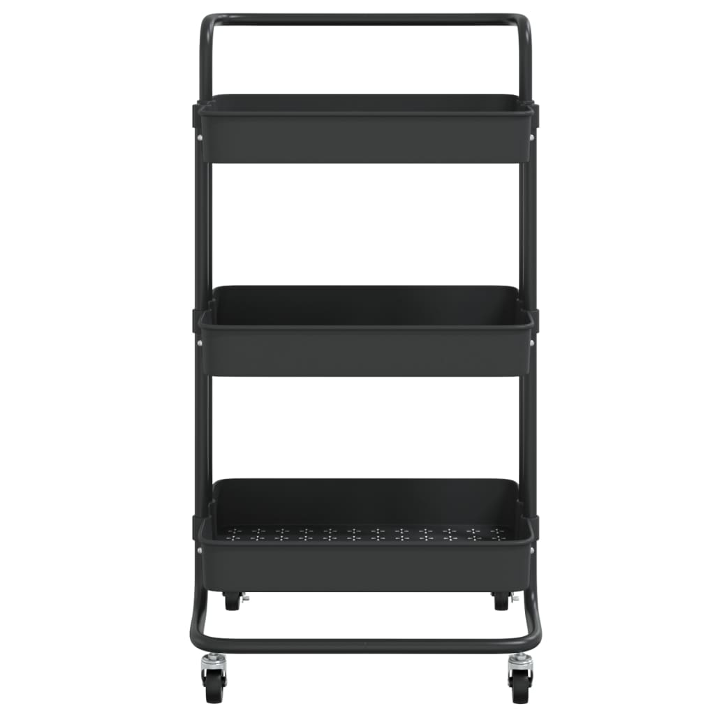 vidaXL Küchenwagen 3 Etagen Schwarz 42x35x85 cm Eisen und ABS