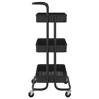 vidaXL Küchenwagen 3 Etagen Schwarz 42x35x85 cm Eisen und ABS