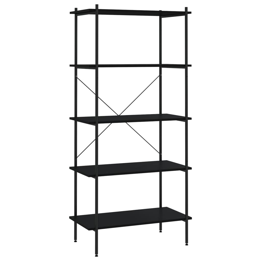 vidaXL Regal mit 5 Böden Schwarz 80x40x163 cm