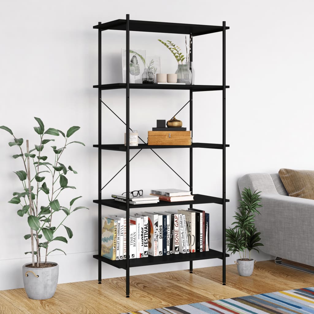 vidaXL Regal mit 5 Böden Schwarz 80x40x163 cm