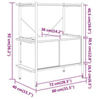 vidaXL Regal mit 3 Böden und Schrank 80x40x92 cm Stahl Holzwerkstoff