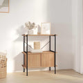 vidaXL Regal mit 3 Böden und Schrank 80x40x92 cm Stahl Holzwerkstoff