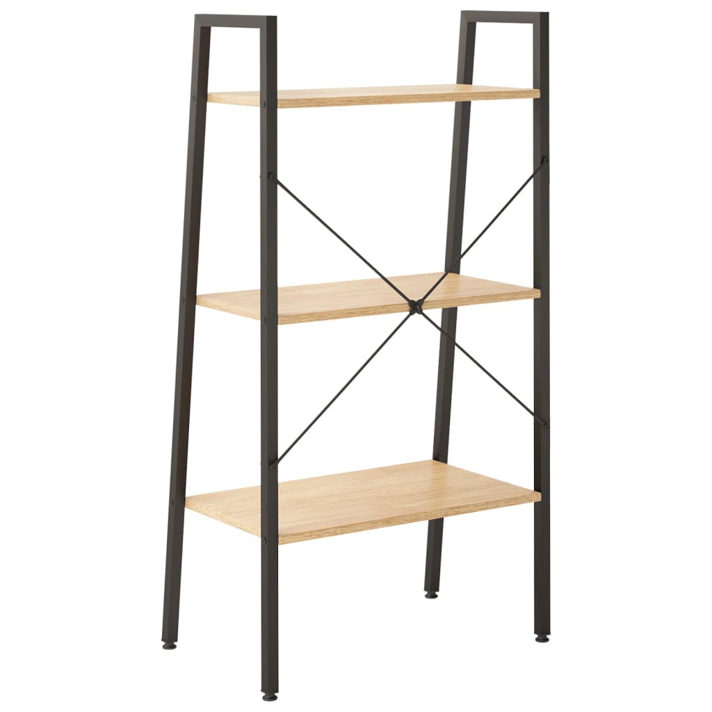 vidaXL Standregal 3 Böden Hellbraun und Schwarz 56x35x108 cm