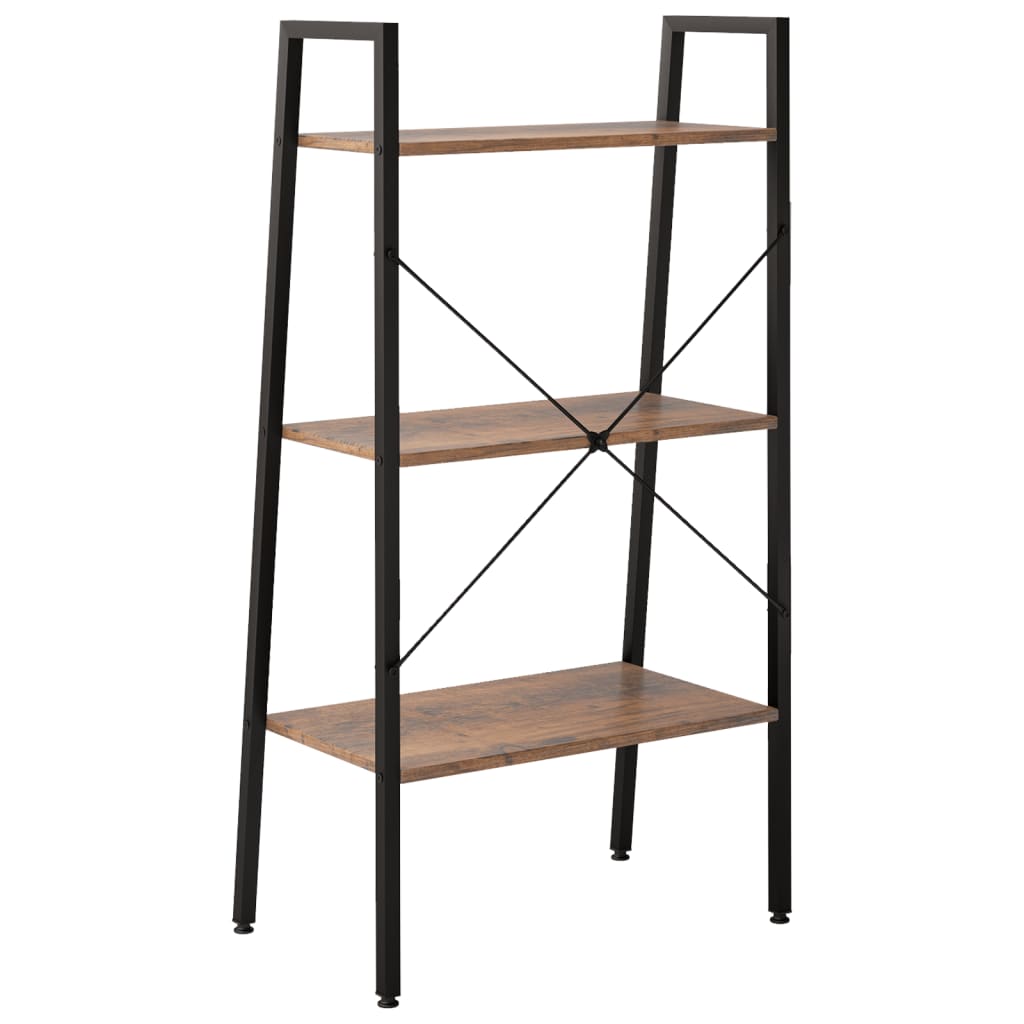 vidaXL Standregal mit 3 Böden Dunkelbraun und Schwarz 56x35x108 cm