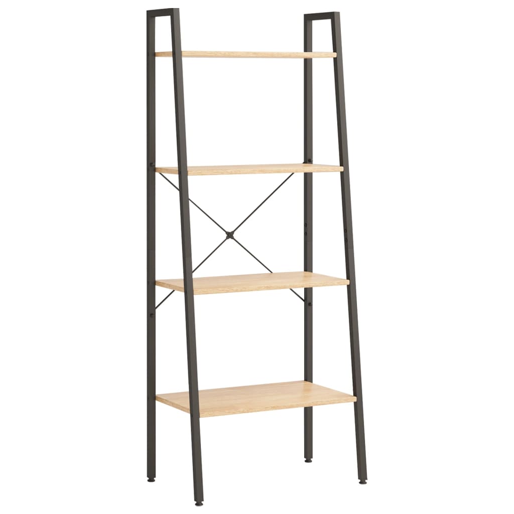 vidaXL Standregal 4 Böden Hellbraun und Schwarz 56x35x140 cm