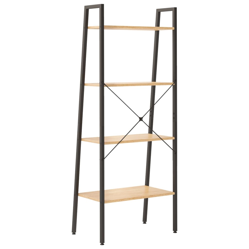 vidaXL Standregal 4 Böden Hellbraun und Schwarz 56x35x140 cm