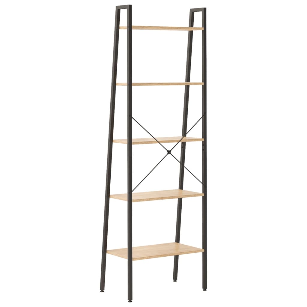 vidaXL Standregal 5 Böden Hellbraun und Schwarz 56x35x174 cm