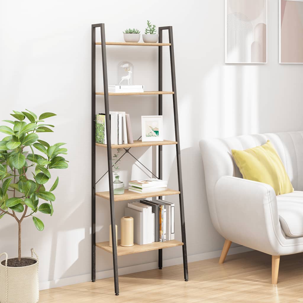 vidaXL Standregal 5 Böden Hellbraun und Schwarz 56x35x174 cm