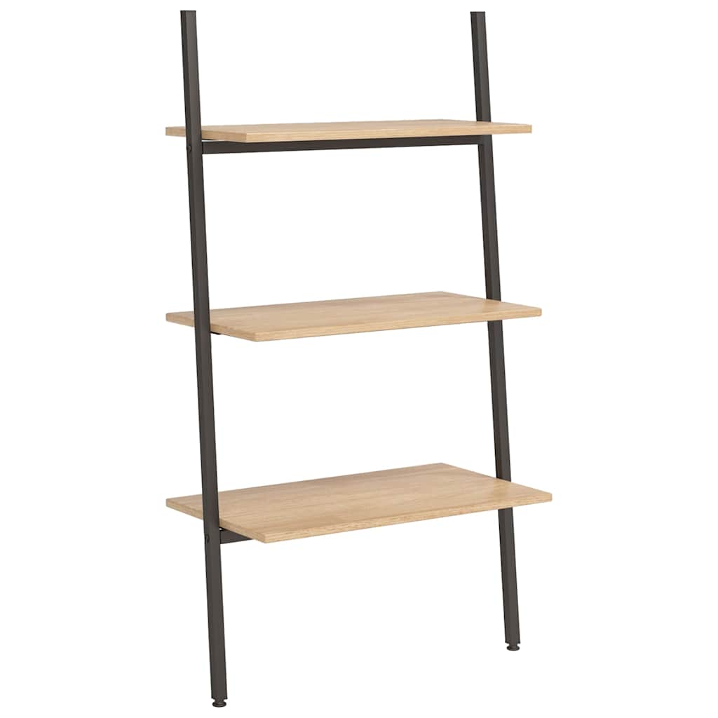 vidaXL Anlehnregal mit 3 Ablagen Hellbraun und Schwarz 64x34x116 cm