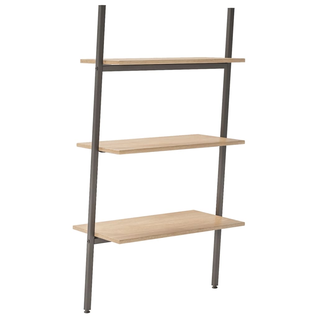 vidaXL Anlehnregal mit 3 Ablagen Hellbraun und Schwarz 64x34x116 cm