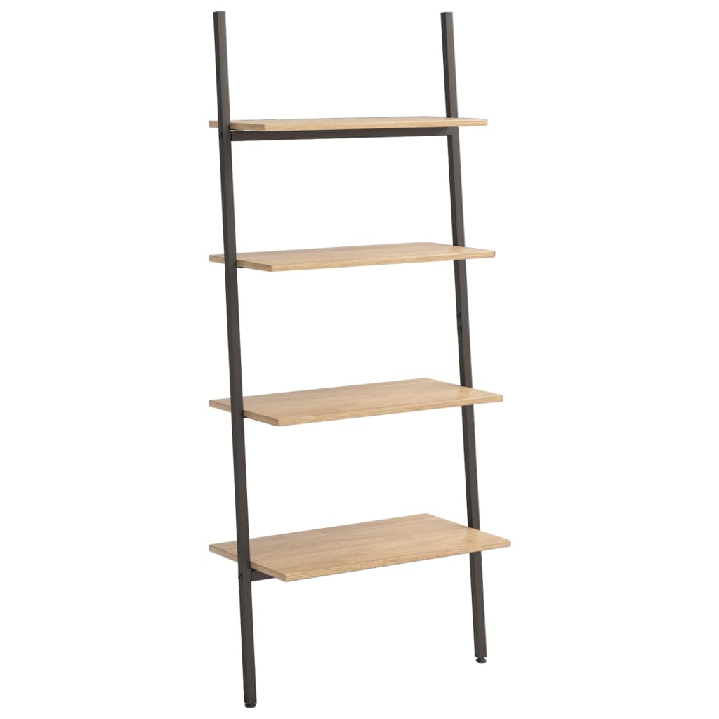 vidaXL Leiterregal mit 4 Böden Hellbraun und Schwarz 64x34x150,5 cm