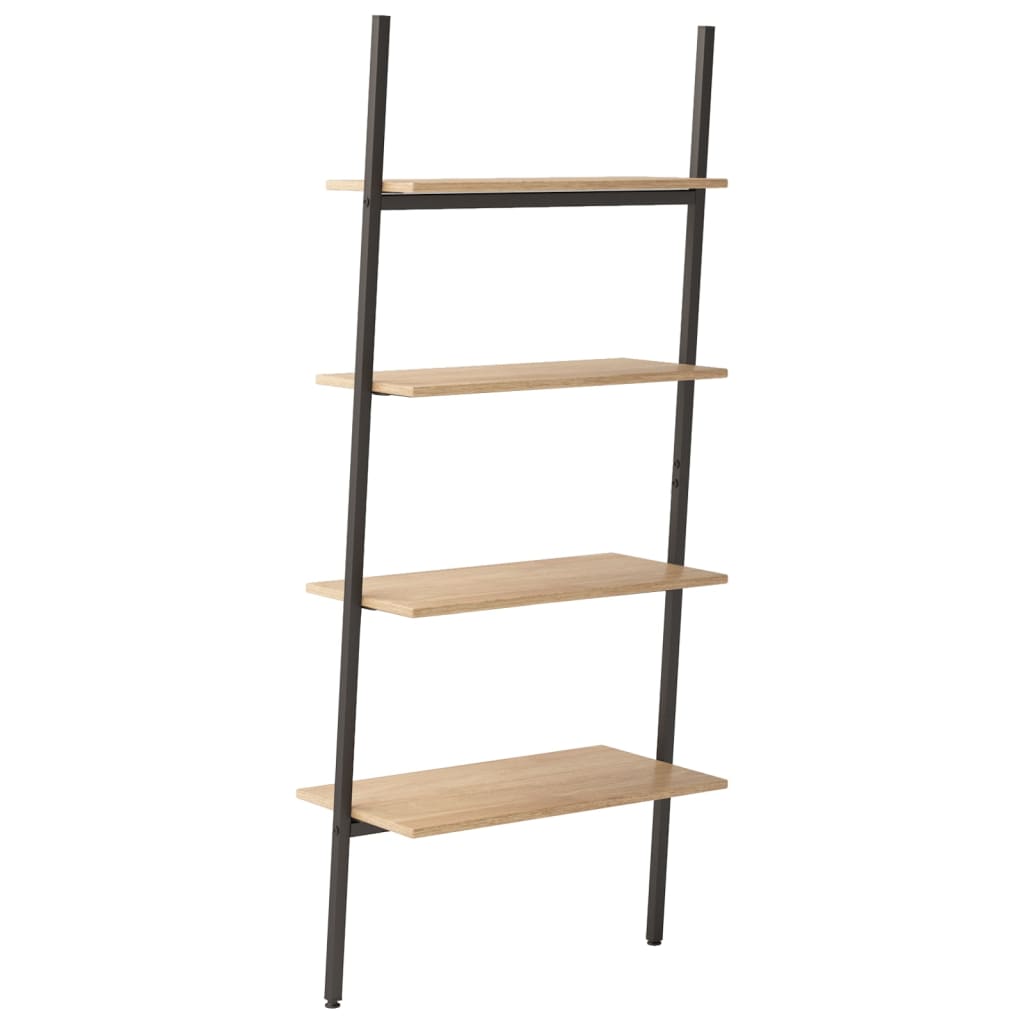 vidaXL Leiterregal mit 4 Böden Hellbraun und Schwarz 64x34x150,5 cm