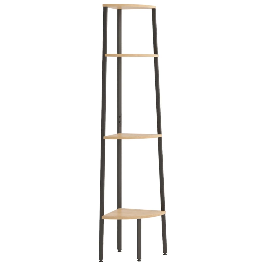 vidaXL 4-stöckiges Eckregal Hellbraun und Schwarz 45,5 x 31,5 x 150 cm