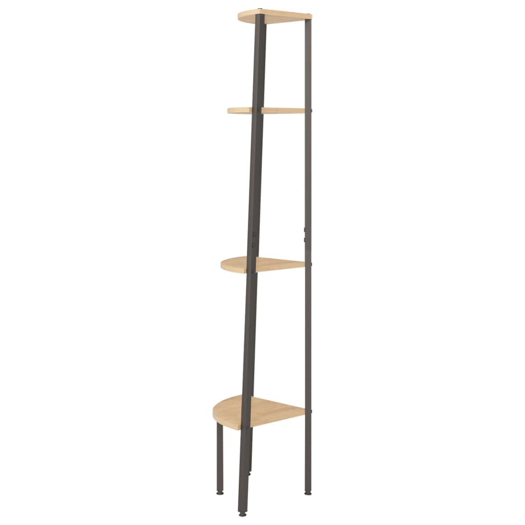 vidaXL 4-stöckiges Eckregal Hellbraun und Schwarz 45,5 x 31,5 x 150 cm