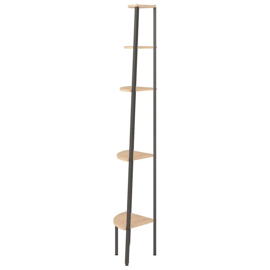 vidaXL Eckregal mit 5 Böden Hellbraun und Schwarz 45,5x31,5x180 cm