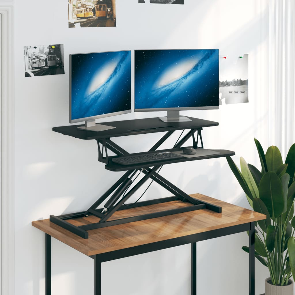 vidaXL Arbeitsstation Verstellbar 90x40x(13-50) cm Stahl Holzwerkstoff