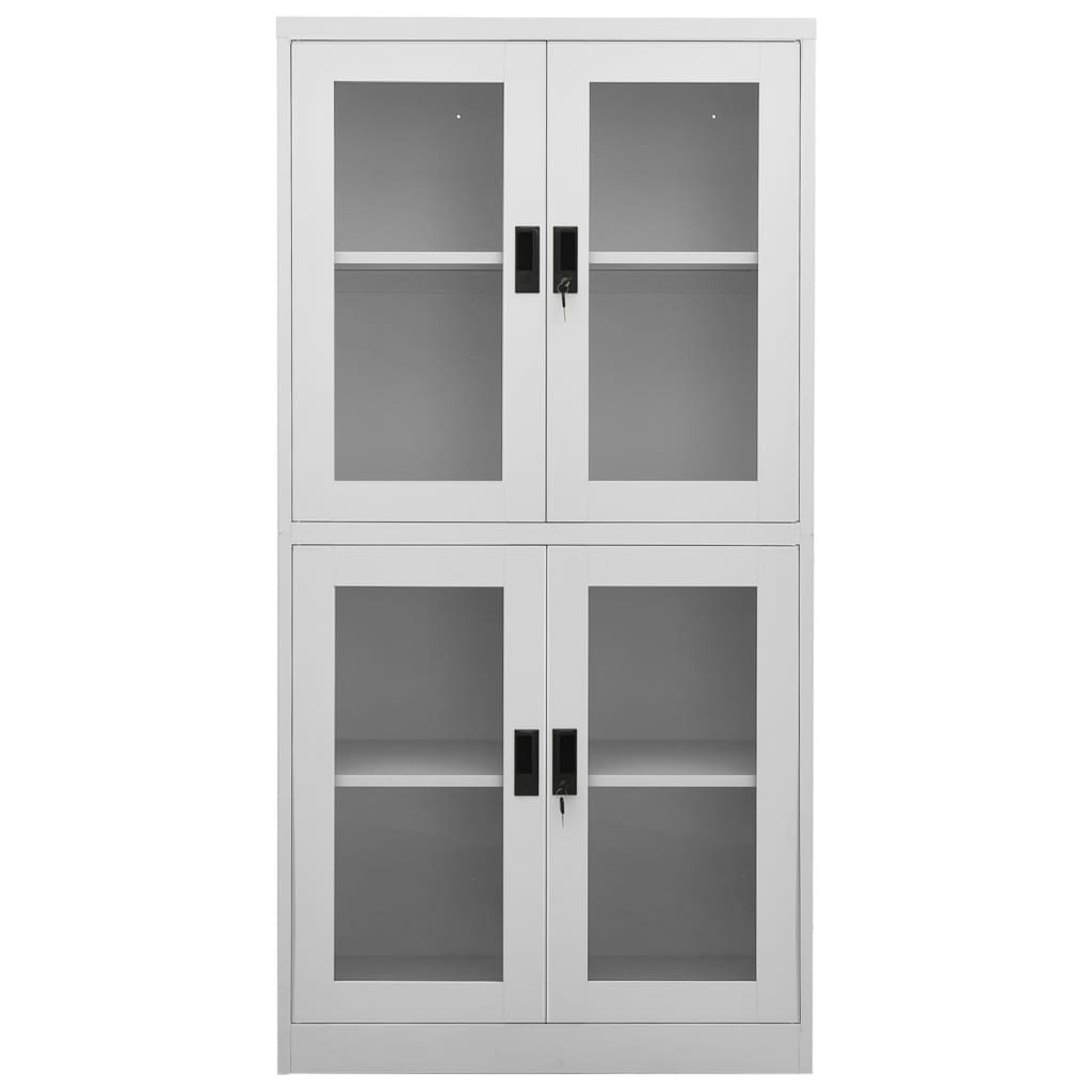 vidaXL Büroschrank Hellgrau 90x40x180 cm Stahl und Gehärtetes Glas