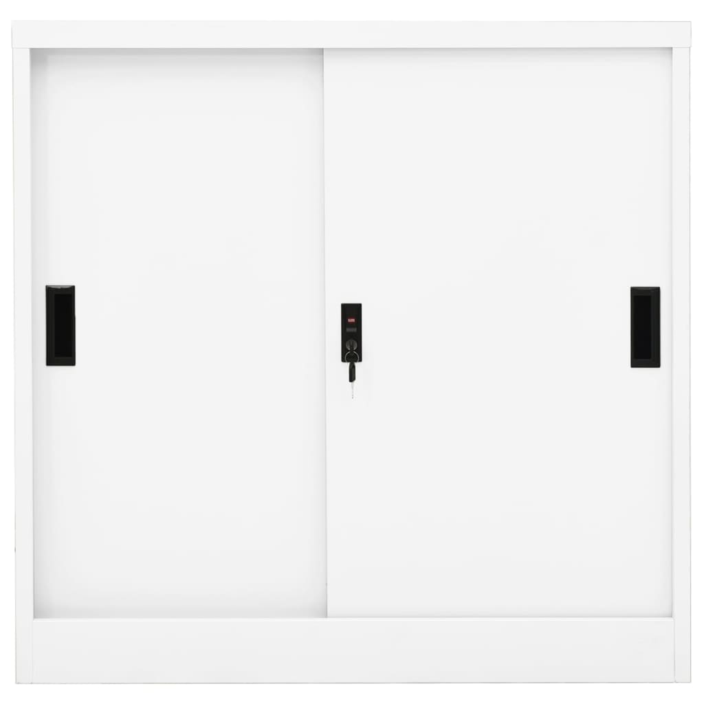 vidaXL Büroschrank mit Schiebetür Weiß 90x40x90 cm Stahl
