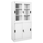 vidaXL Büroschrank mit Schiebetüren Weiß 90x40x180 cm Stahl