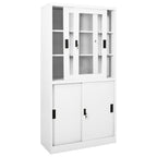 vidaXL Büroschrank mit Schiebetüren Weiß 90x40x180 cm Stahl