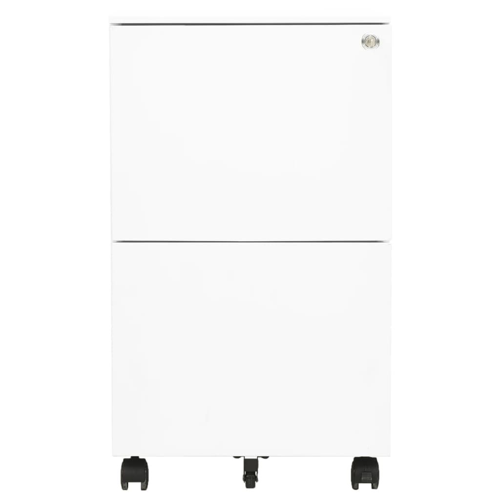 vidaXL Aktenschrank mit Rollen Weiß 39x45x67 cm Stahl