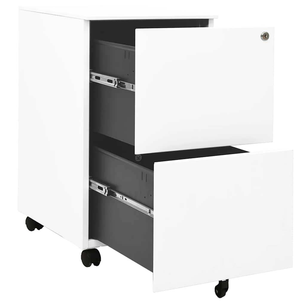 vidaXL Aktenschrank mit Rollen Weiß 39x45x67 cm Stahl