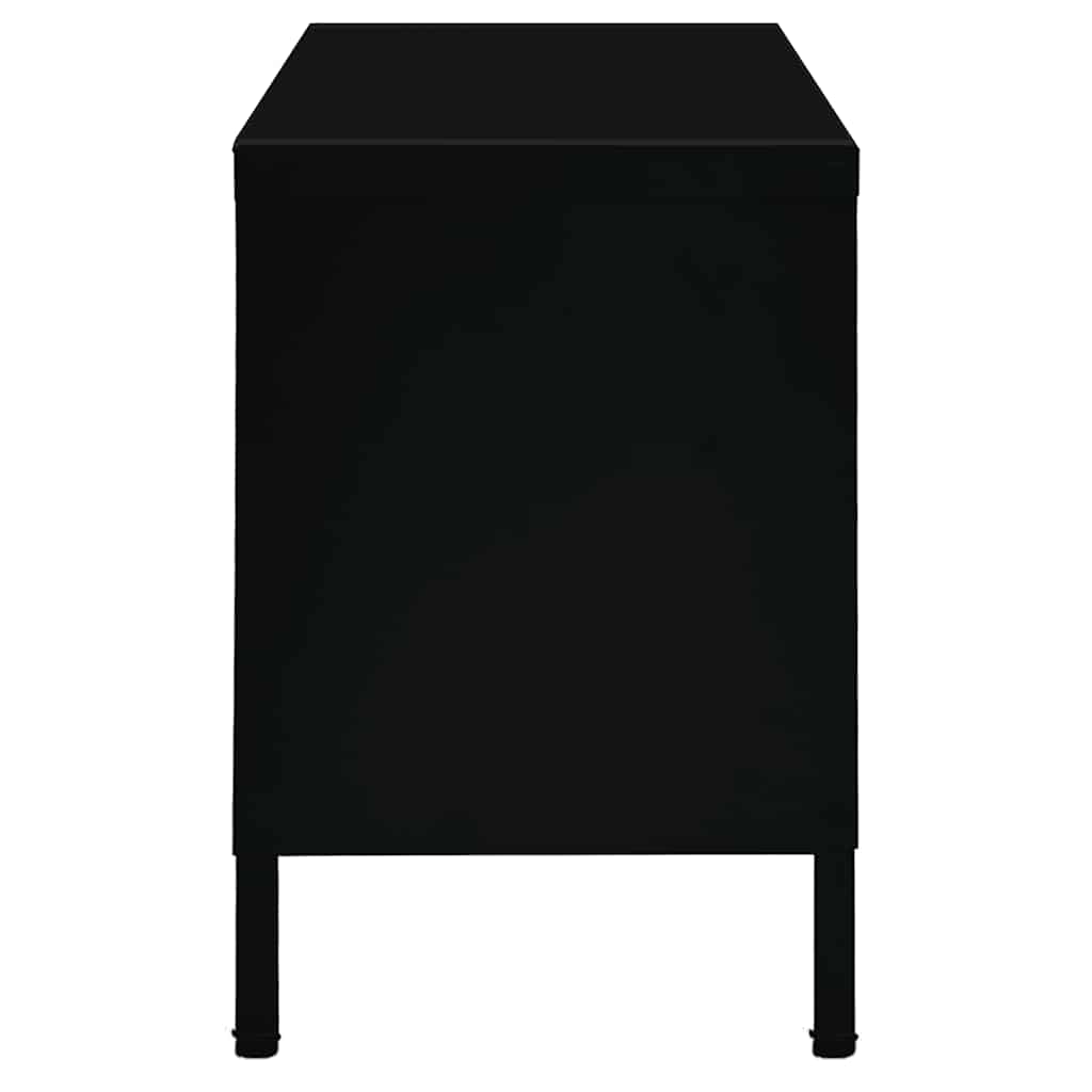 vidaXL TV-Schrank Schwarz 90x30x44 cm Stahl und Glas