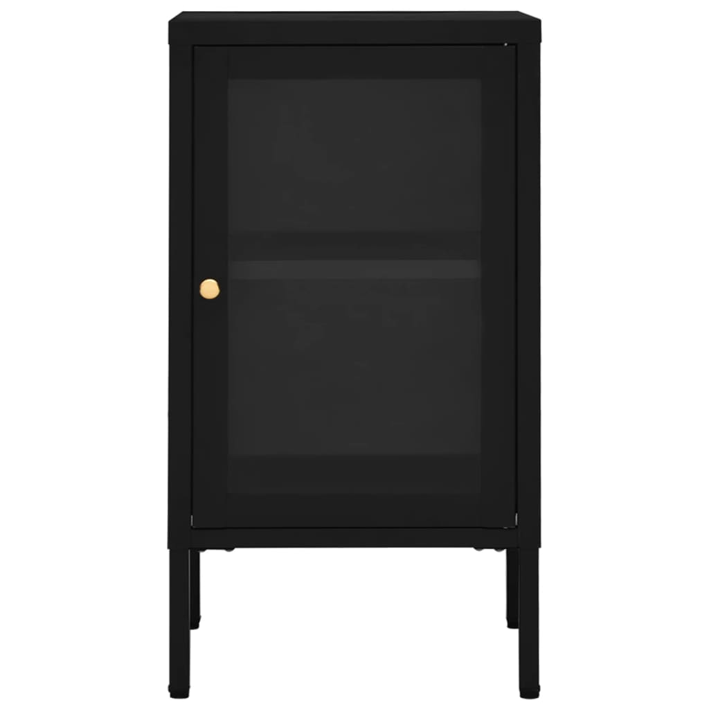 vidaXL Sideboard Schwarz 38x35x70 cm Stahl und Glas