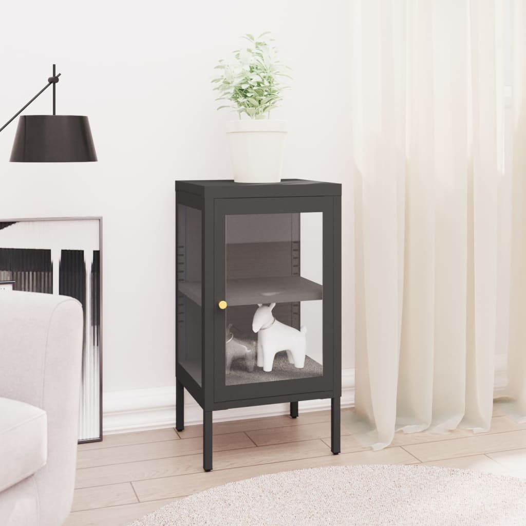 vidaXL Sideboard Schwarz 38x35x70 cm Stahl und Glas