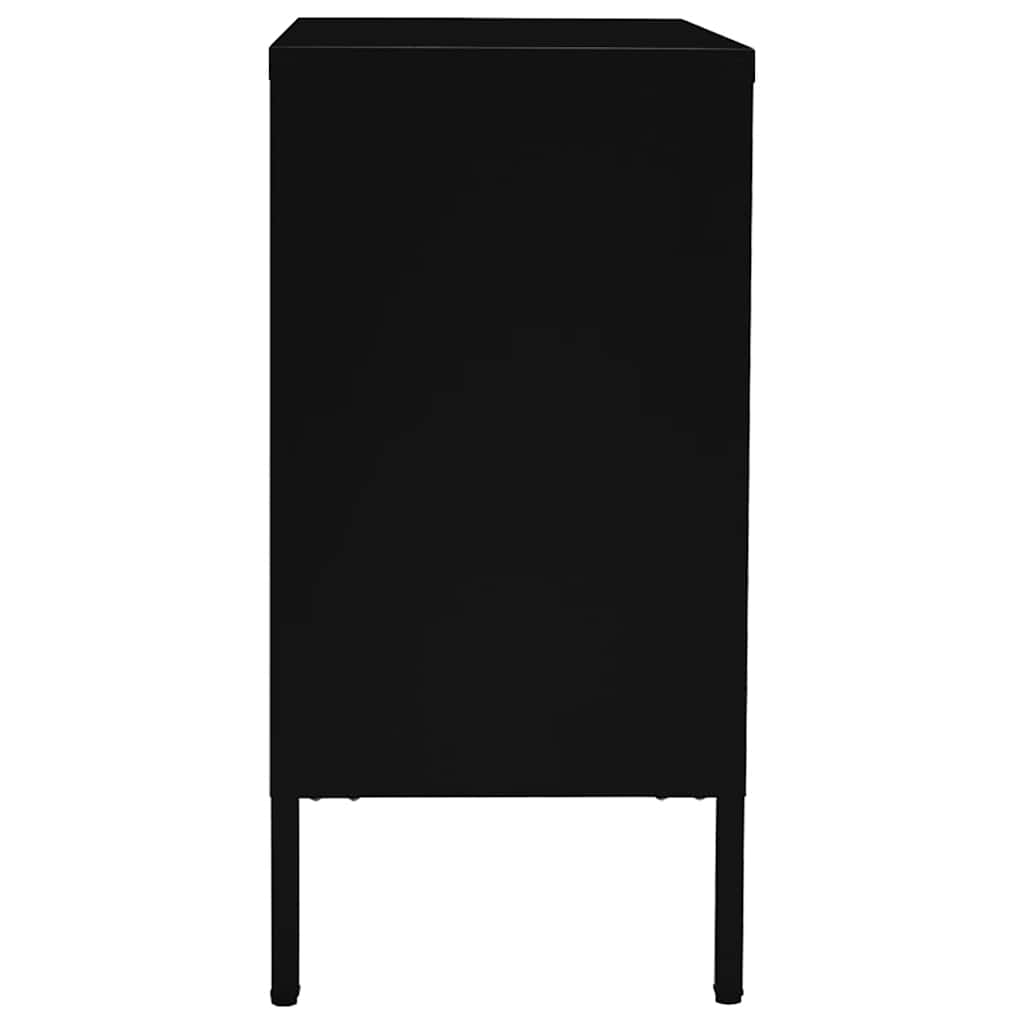 vidaXL Sideboard Schwarz 75x35x70 cm Stahl und Hartglas