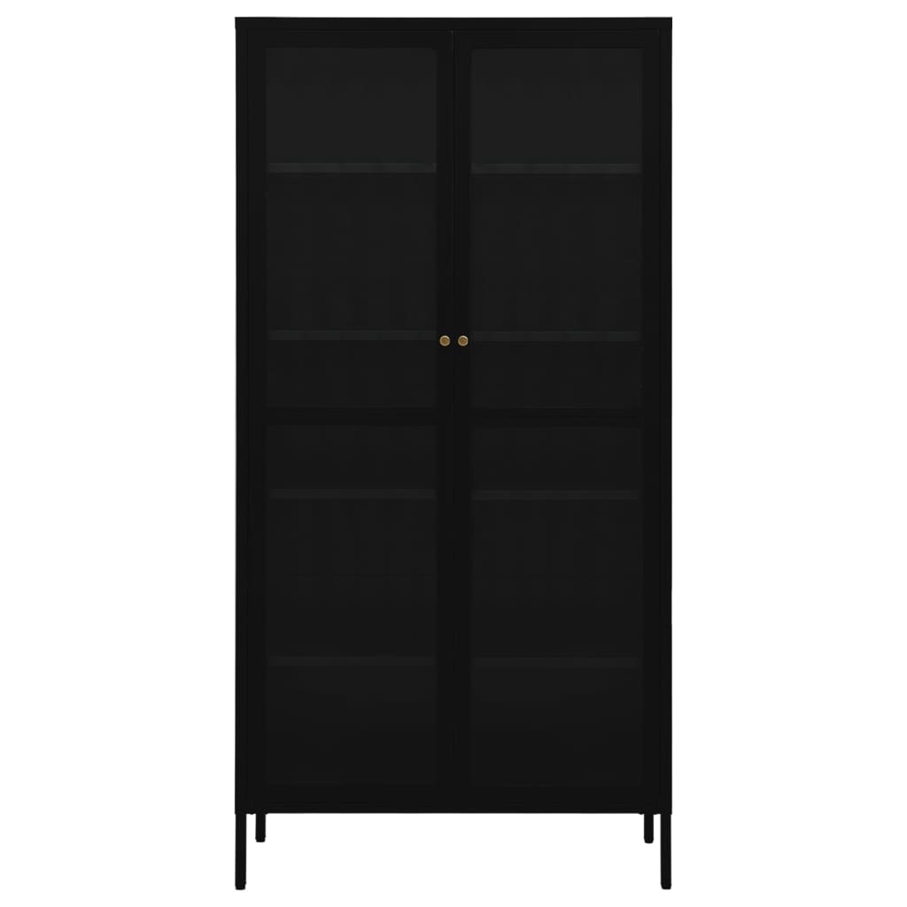 vidaXL Vitrine Schwarz 90x40x180 cm Stahl und Gehärtetes Glas