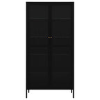 vidaXL Vitrine Schwarz 90x40x180 cm Stahl und Gehärtetes Glas